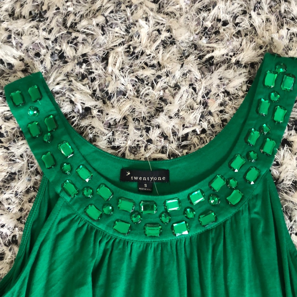 NWOT green beaded top
